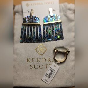 Kendra Scott Abalone Layne Eaarings and Kendra Scott Abalone Jeanne Ring Size 7